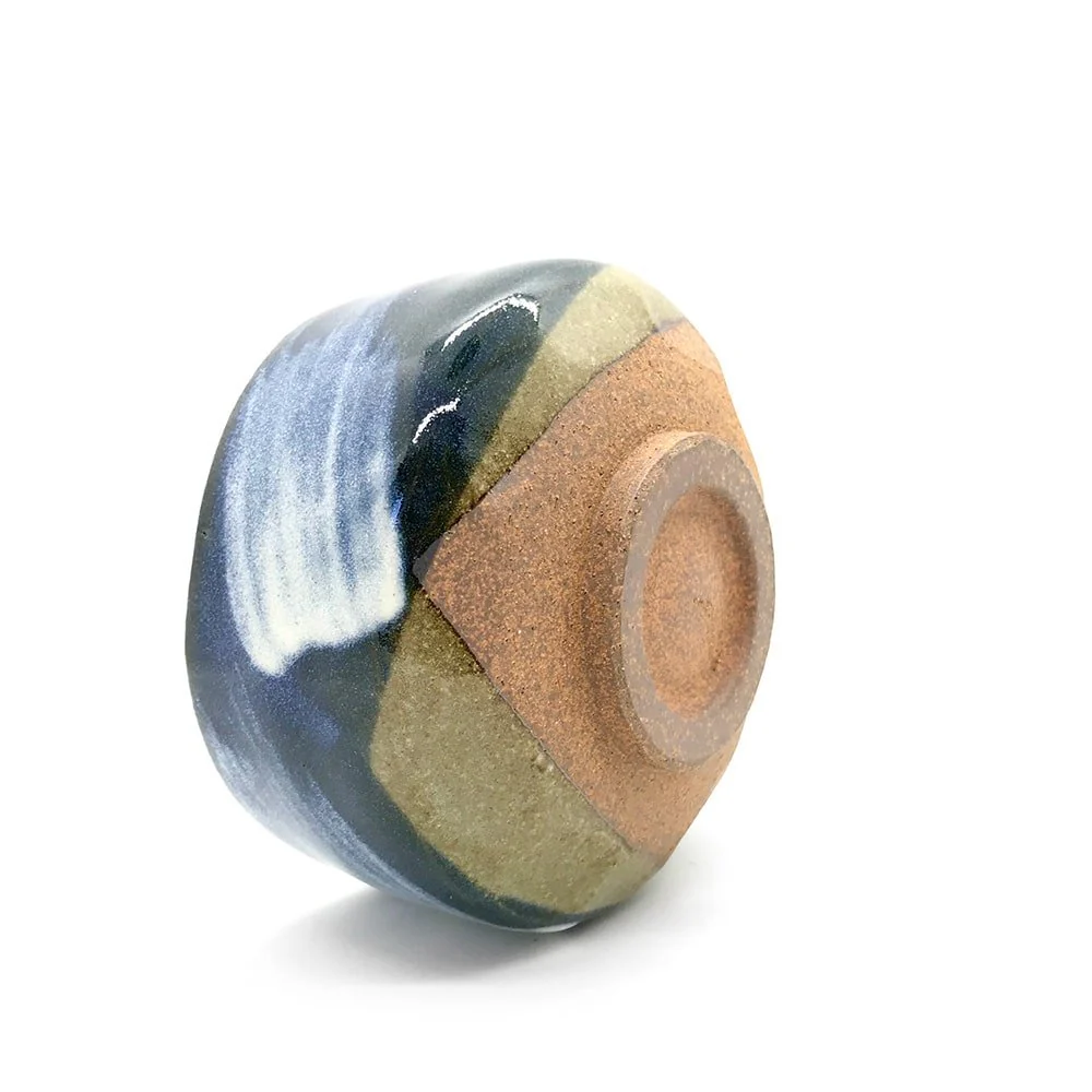 AMAYA Blue Matcha Bowl White Brushstroke Chawan (500ml) - Image 5